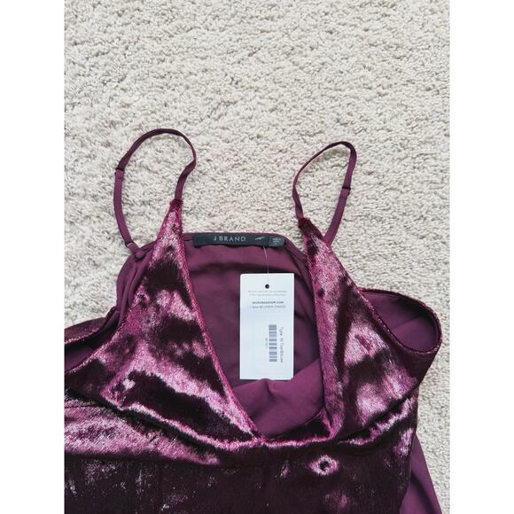 J Brand V-Neck Red Velvet Camisole Tank Top Small Wine Witchy Vamp Romantic Goth - Picture 7 of 7
